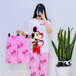 Baby wearing Mickey nightwear cotton 3 piece set