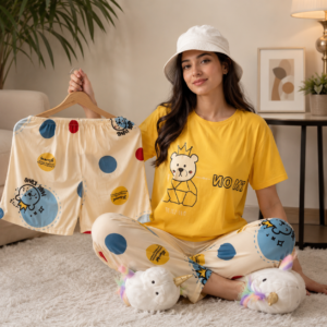 3 Piece Her King Nightwear Set – Soft Cotton Jersey Lounge & Sleepwear for Women