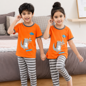 Grey Dinosaur Kids Half Sleeve Suit