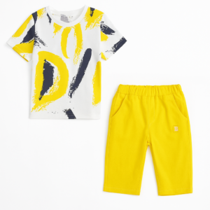 Yellow Rainbow Half Sleeve Kids Suit for Boys and Girls